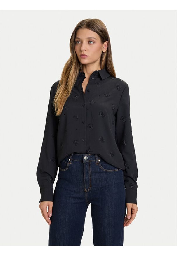 Guess Koszula W5BH80 W2982 Czarny Regular Fit. Kolor: czarny. Materiał: syntetyk