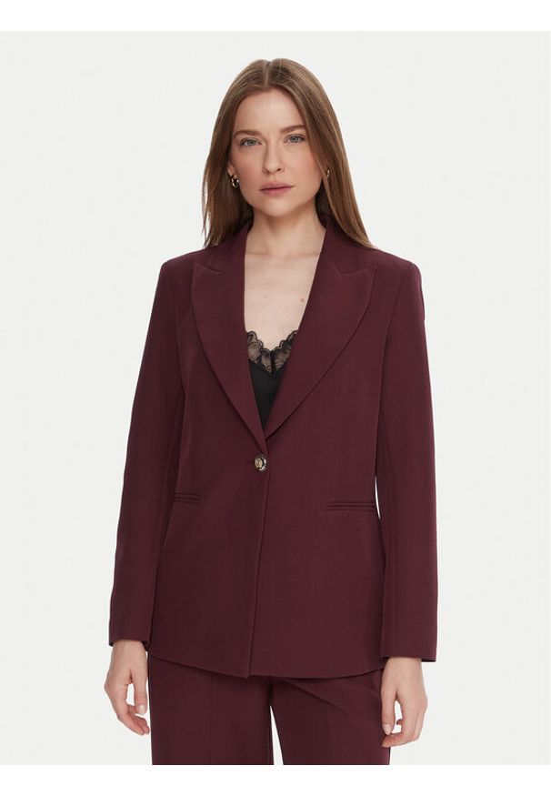 Maryley Marynarka 25IB187/M06/43BU Bordowy Regular Fit. Kolor: czerwony. Materiał: syntetyk
