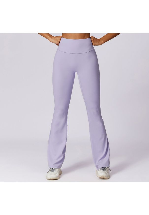 Intica - Spodnie treningowe z elastycznego materiału z wysokim stanem Oksun. Stan: podwyższony. Kolor: fioletowy. Materiał: materiał. Sport: fitness