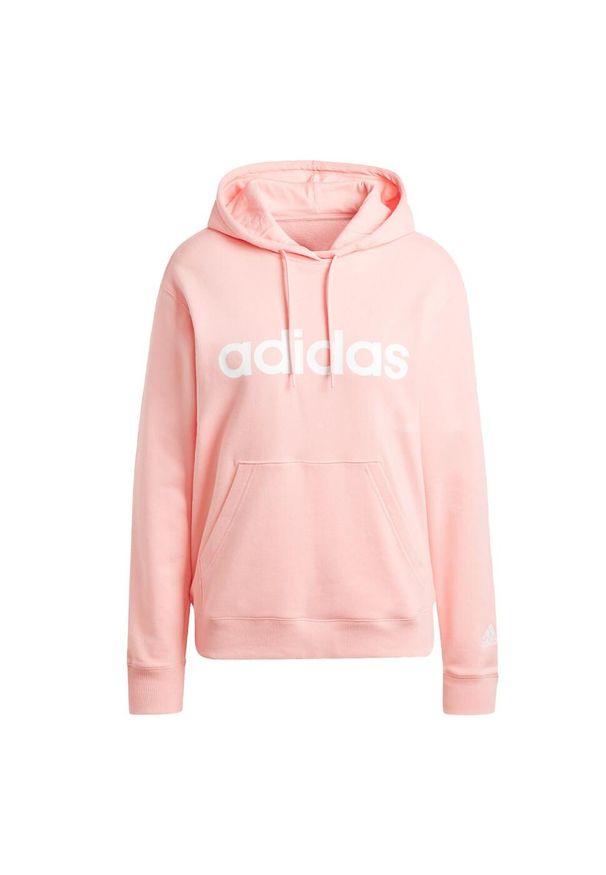 Adidas - Bluza z kapturem Essentials Linear. Typ kołnierza: kaptur. Kolor: różowy