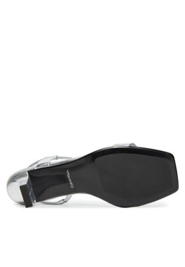 Calvin Klein Sandały Heel Sandal 50 Squared Metallic HW0HW02560 Srebrny. Kolor: srebrny. Materiał: skóra