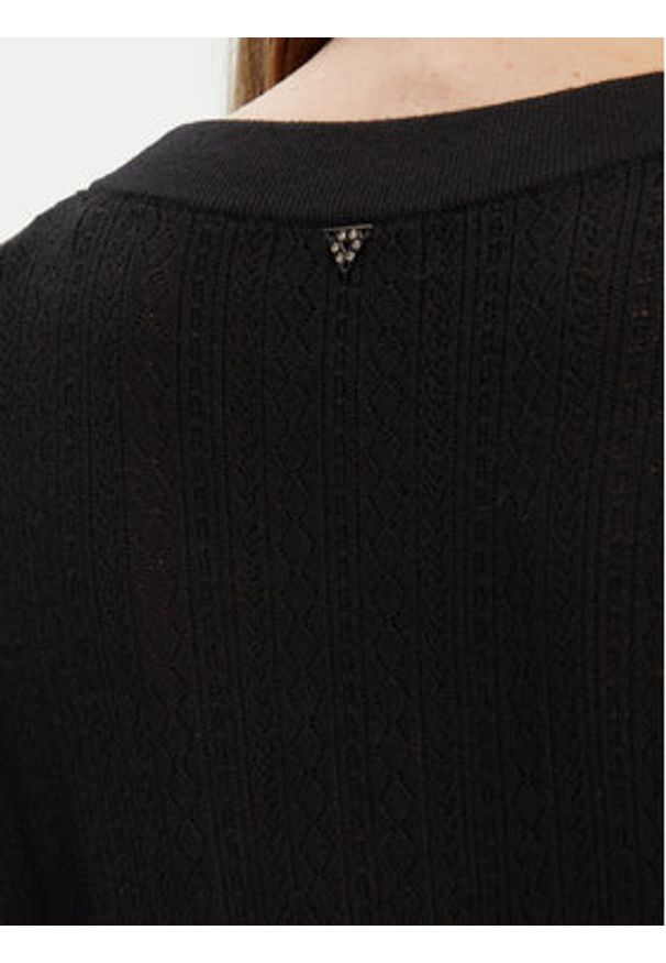 Guess Kardigan W5YR01 Z2ZK2 Czarny Regular Fit. Kolor: czarny. Materiał: wiskoza
