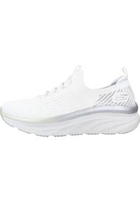 skechers - Buty Kobieta Skechers Dlux biały. Kolor: biały. Materiał: guma, syntetyk, tkanina, materiał
