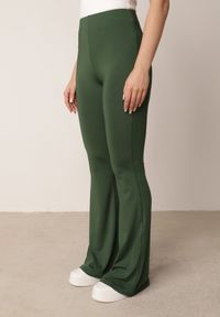 Born2be - Zielone Spodnie Dzwony Efrarie. Stan: podwyższony. Kolor: zielony. Materiał: wiskoza, bawełna. Styl: elegancki #4