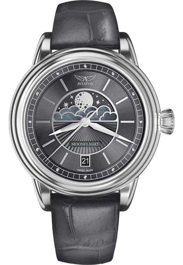 AVIATOR - Zegarek Aviator Zegarek damski Aviator V.1.33.0.254.4 szary. Kolor: szary