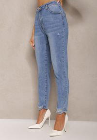 Renee - Niebieskie Jeansy Skinny Ozdobione Przedarciami Anacisua. Kolor: niebieski. Wzór: aplikacja