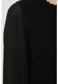 only - Only sweter damski kolor czarny lekki. Okazja: na co dzień. Kolor: czarny. Materiał: dzianina. Długość rękawa: długi rękaw. Długość: długie. Wzór: gładki. Styl: casual #5