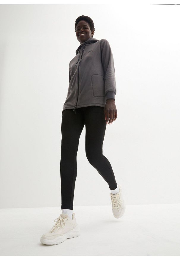 bonprix - Bluza rozpinana z polaru, z kieszeniami z zamkiem. Kolor: szary. Materiał: polar. Długość: długie