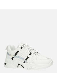 Casu - Białe buty sportowe sneakersy sznurowane casu 20h1/w. Kolor: biały. Materiał: skóra ekologiczna, materiał. Szerokość cholewki: normalna