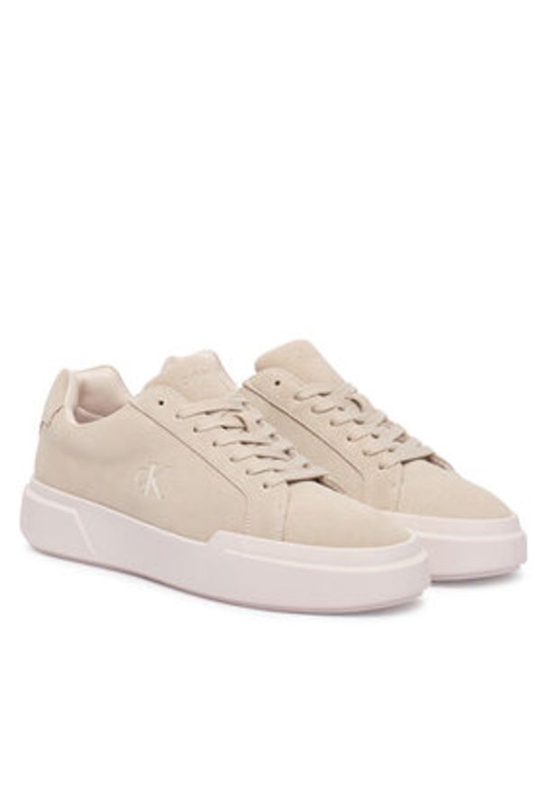 Calvin Klein Sneakersy Chunky Cupsole Lace Up Su Ml YW0YW01949 Beżowy. Kolor: beżowy. Materiał: zamsz, skóra