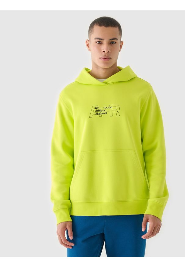 4f - 4F Bluza dresowa nierozpinana z kapturem męska - zielona XL. Okazja: na co dzień. Typ kołnierza: kaptur. Kolor: zielony. Materiał: dresówka. Wzór: gładki, nadruk, ze splotem. Styl: sportowy, casual