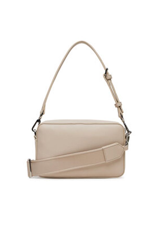 Calvin Klein Torebka Ck Must Aop Double Straps Camera LV04F3080G Beżowy. Kolor: beżowy. Materiał: skórzane