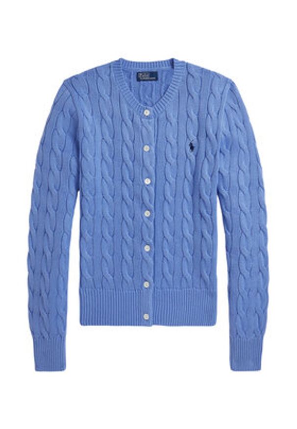 Polo Ralph Lauren Kardigan 211971868009 Błękitny Slim Fit. Typ kołnierza: polo. Kolor: niebieski. Materiał: bawełna