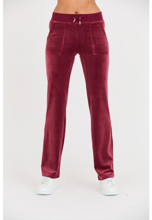 Juicy Couture - JUICY COUTURE Bordowe damskie spodnie dresowe Del Ray Pocket Pant, Rozmiar XS. Kolor: czerwony. Materiał: dresówka
