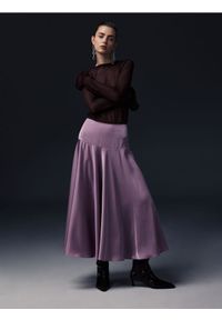 Reserved - Satynowa spódnica z szerokim pasem - różowy. Kolor: różowy. Materiał: satyna #1