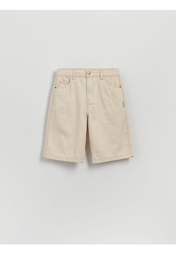 Reserved - Bawełniane szorty - złamana biel. Materiał: bawełna