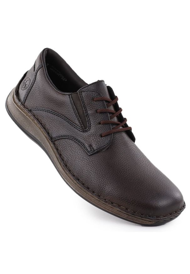 Skórzane półbuty męskie komfortowe brązowe Rieker 05211-25. Kolor: brązowy. Materiał: skóra