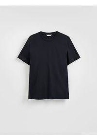 Reserved - T-shirt regular z bawełny merceryzowanej - czarny. Kolor: czarny. Materiał: bawełna #1