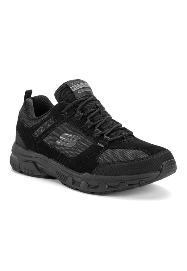 skechers - Buty na co dzień na trening męskie SKECHERS OAK skóra. Okazja: na co dzień. Kolor: czarny. Materiał: skóra. Sport: fitness