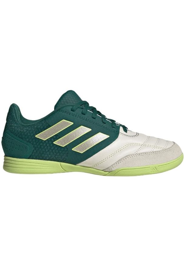 Adidas - Buty piłkarskie adidas Top Sala Competition In Jr IE1555 zielone. Zapięcie: sznurówki. Kolor: zielony. Materiał: materiał, syntetyk, skóra, guma. Szerokość cholewki: normalna. Sport: piłka nożna