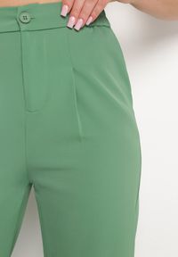 Born2be - Zielone Eleganckie Szerokie Spodnie z Gumką w Pasie Zapinane na Suwak Barcarola. Okazja: na co dzień. Kolor: zielony. Materiał: jedwab. Styl: elegancki #5