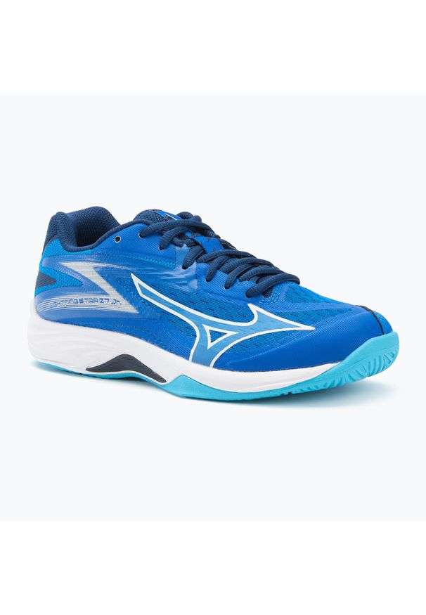 Buty do siatkówki dziecięce Mizuno Lightning Star Z7. Kolor: biały, niebieski, wielokolorowy. Sport: siatkówka