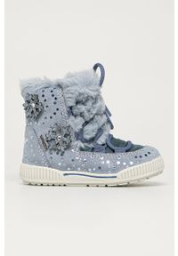 Primigi - Śniegowce dziecięce. Nosek buta: okrągły. Zapięcie: zamek. Kolor: niebieski. Materiał: syntetyk, skóra, zamsz, materiał. Szerokość cholewki: normalna #1