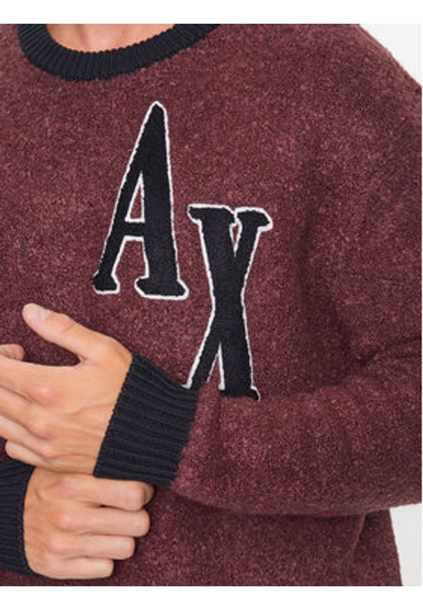 Armani Exchange Sweter 6RZM2B ZM3GZ 14AU Bordowy Regular Fit. Kolor: czerwony. Materiał: syntetyk