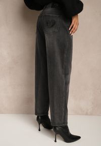 Renee - Szare Jeansy Mom Fit High Waist Ralima. Stan: podwyższony. Kolor: szary. Długość: długie
