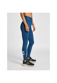 Damskie wysokie legginsy Hummel MT Grace. Kolor: niebieski. Wzór: nadruk