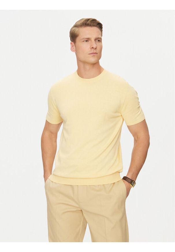 Marciano Guess Sweter 5GHR04 5861Z Żółty Regular Fit. Kolor: żółty. Materiał: jedwab, bawełna