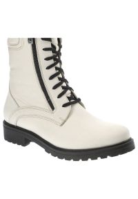 Białe Botki Damskie Simen Modne Skórzane Buty. Okazja: na co dzień. Zapięcie: zamek. Kolor: biały. Materiał: skóra. Styl: casual #7