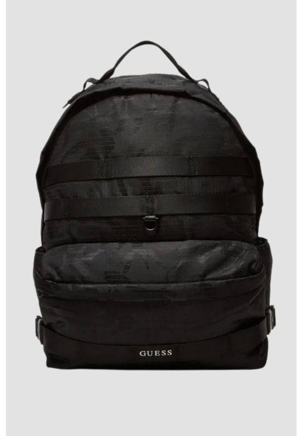 Guess - GUESS Czarny męski plecak Asti Rounded. Kolor: czarny. Materiał: poliester. Styl: casual