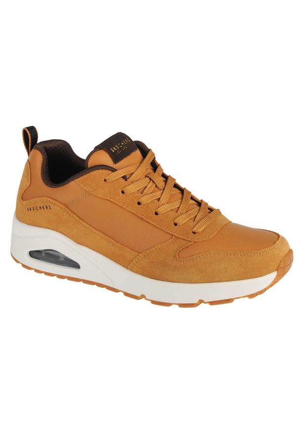 skechers - Skechers Uno Stacre, Brązowy. Zapięcie: sznurówki. Kolor: biały, wielokolorowy, brązowy. Materiał: zamsz, materiał. Szerokość cholewki: normalna. Sport: turystyka piesza
