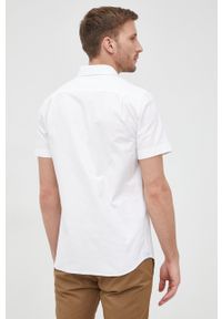 Lacoste koszula bawełniana męska kolor biały regular z kołnierzykiem button-down. Typ kołnierza: button down. Kolor: biały. Materiał: bawełna. Wzór: aplikacja #4