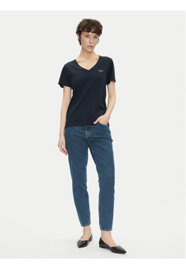 Pepe Jeans T-Shirt Macy PL506051 Granatowy Regular Fit. Kolor: niebieski. Materiał: bawełna