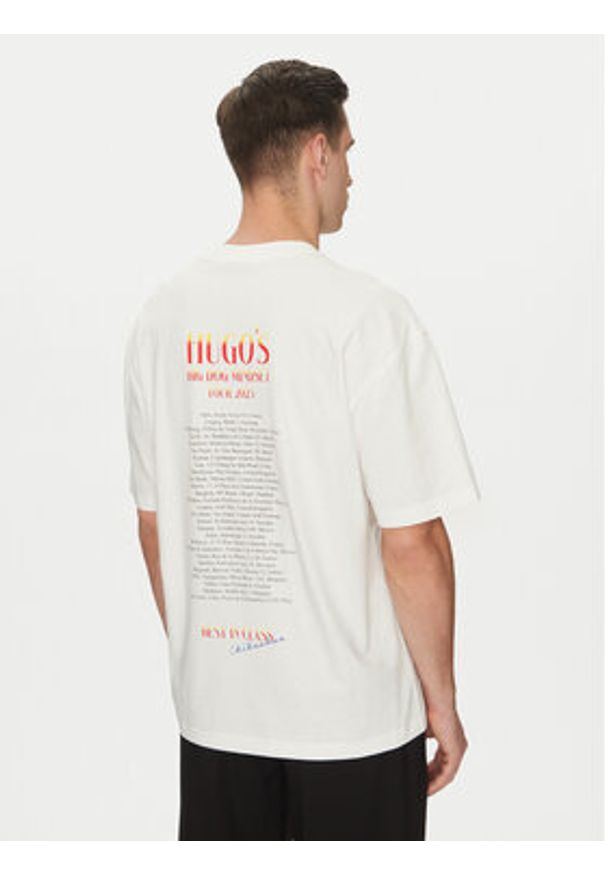 Hugo - HUGO T-Shirt Dugie 50538259 Écru Oversize. Materiał: bawełna