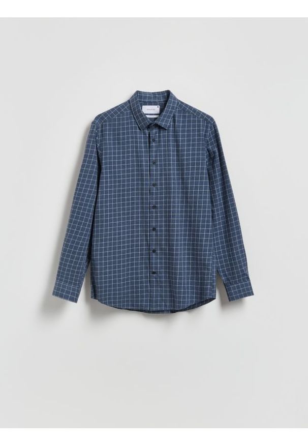 Reserved - Koszula regular z bawełny egipskiej - granatowy. Kolor: niebieski. Materiał: bawełna