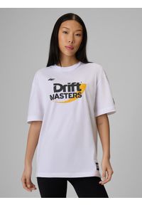 4f - 4F T-shirt loose z nadrukiem uniseks 4F x Drift Masters - biały XL. Okazja: na co dzień. Kolor: biały. Materiał: bawełna, dzianina. Wzór: nadruk. Styl: street, casual, sportowy #2