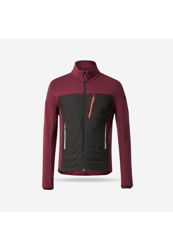 FORCLAZ - Bluza trekkingowa męska Forclaz MT900 merino. Kolor: brązowy, czerwony. Materiał: wełna, materiał, elastan, tkanina, włókno, poliamid. Sport: wspinaczka