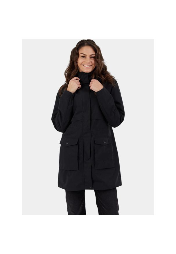 FUNDANGO - Płaszcz przeciwdeszczowy damski Fundango Zhuri. Kolor: czarny. Materiał: poliester. Sport: turystyka piesza