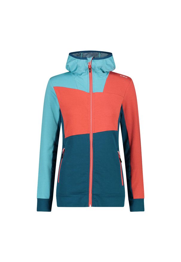 Bluza damska z kapturem CMP. Typ kołnierza: kaptur. Kolor: niebieski. Styl: sportowy. Sport: turystyka piesza