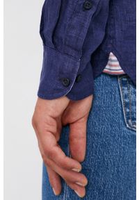 TOMMY HILFIGER - Tommy Hilfiger - Koszula. Typ kołnierza: button down. Kolor: niebieski. Materiał: tkanina. Długość rękawa: długi rękaw. Długość: długie. Wzór: gładki #5
