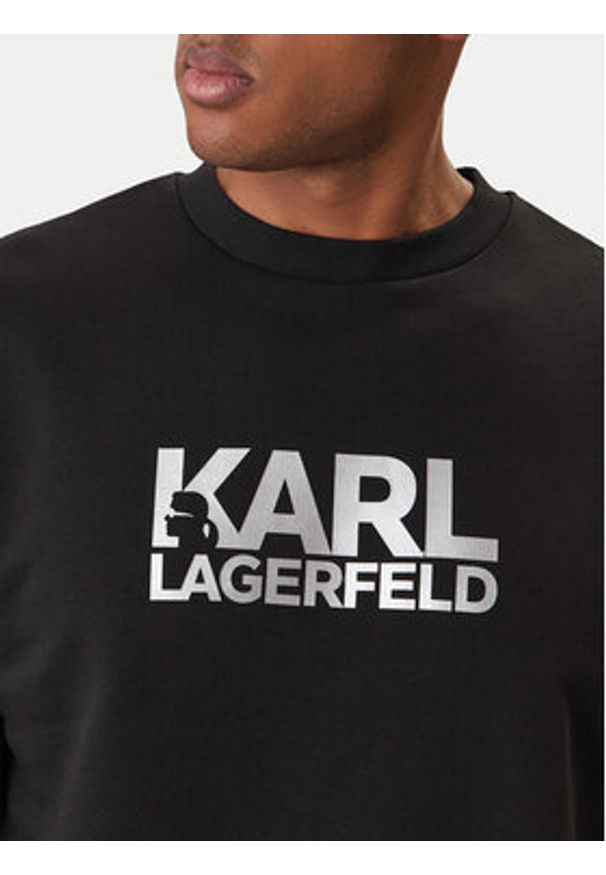 Karl Lagerfeld - KARL LAGERFELD Bluza 705780 561917 Czarny Regular Fit. Typ kołnierza: dekolt w karo. Kolor: czarny. Materiał: bawełna