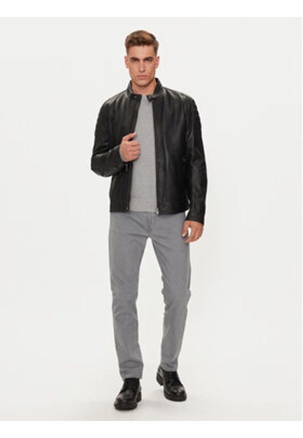 BOSS - Boss Kurtka skórzana Jomoto 50518270 Czarny Regular Fit. Kolor: czarny. Materiał: skóra