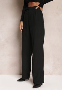 Renee - Czarne Szerokie Spodnie z Zapięciem na Haczyk Brutris. Kolor: czarny. Styl: elegancki #4