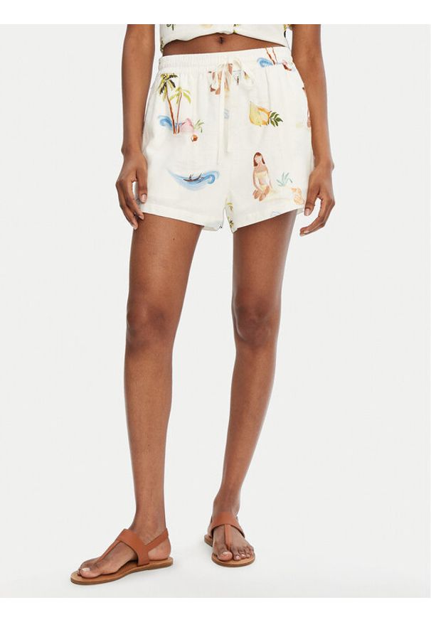 Seafolly Szorty materiałowe Isla Palm 55401-SH Écru Regular Fit. Materiał: len, wiskoza