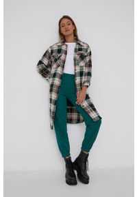 Answear Lab Spodnie bawełniane damskie kolor zielony gładkie. Stan: podwyższony. Kolor: zielony. Materiał: bawełna. Wzór: gładki #2