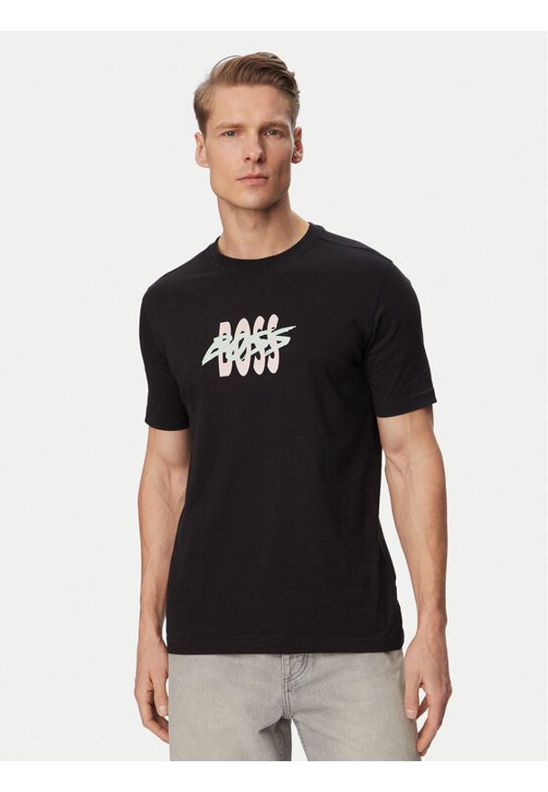BOSS T-Shirt Bass 50561850 Czarny Regular Fit. Kolor: czarny. Materiał: bawełna
