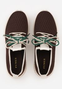 Born2be - Brązowe Sneakersy z Podwójnym Sznurowaniem Dorielle. Nosek buta: okrągły. Kolor: brązowy. Materiał: materiał. Obcas: na obcasie. Wysokość obcasa: niski #8